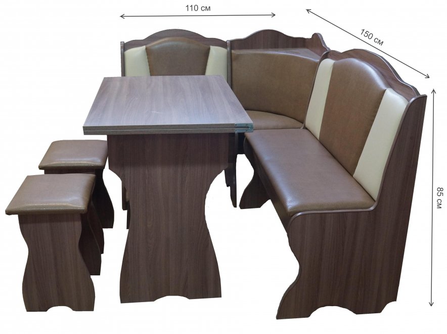 Кухонный уголок Елена-10 шимо темный / кожзам комбинированный