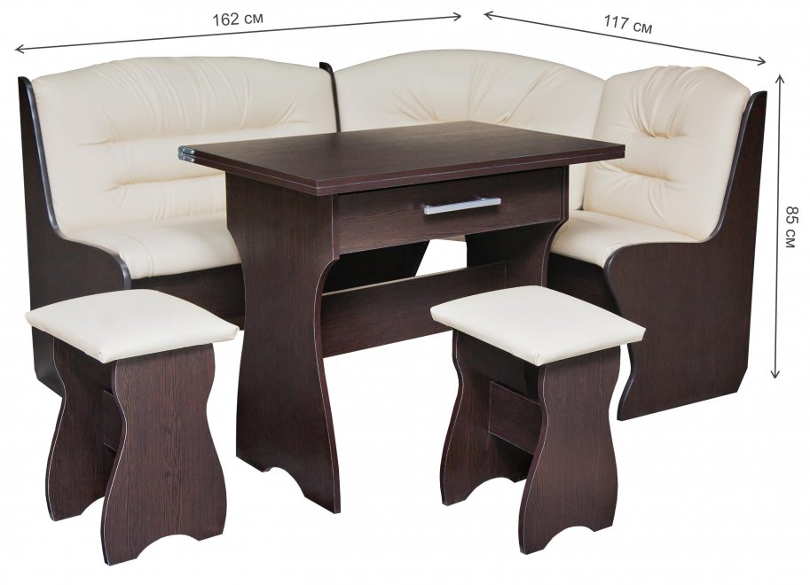 Кухонный уголок Смак-6 венге / кожзам бежевый