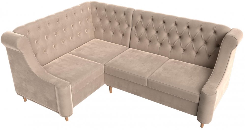 Кухонный диван Браво-Люкс левый велюр бежевый