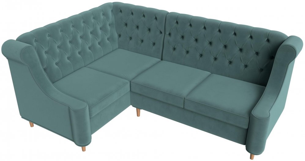 Кухонный диван Браво-Люкс левый велюр бирюза