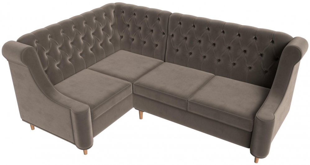 Кухонный диван Браво-Люкс левый велюр коричневый