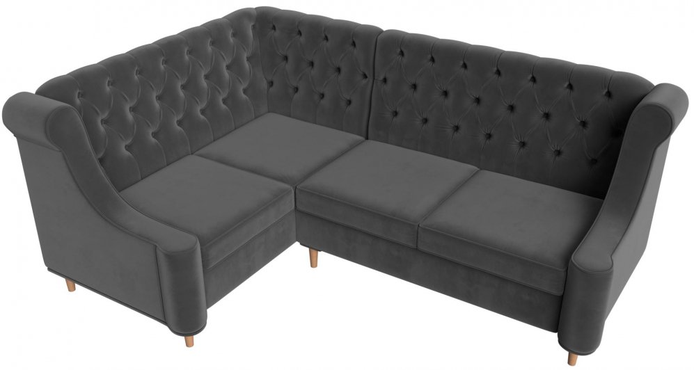 Кухонный диван Браво-Люкс левый велюр серый