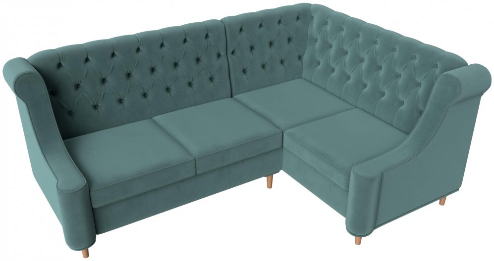 Кухонный диван Браво-Люкс правый велюр бирюза