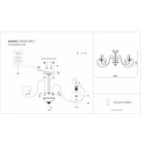 Люстра Simone FR2020-CL-08-BG