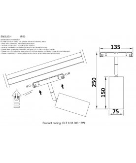 Магнитный трековый светильник CLT 0.33 003 18W BL 3000K