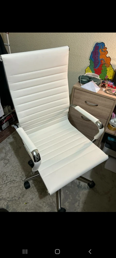 Компьютерное кресло Reus pu white / chrome фото покупателя 7