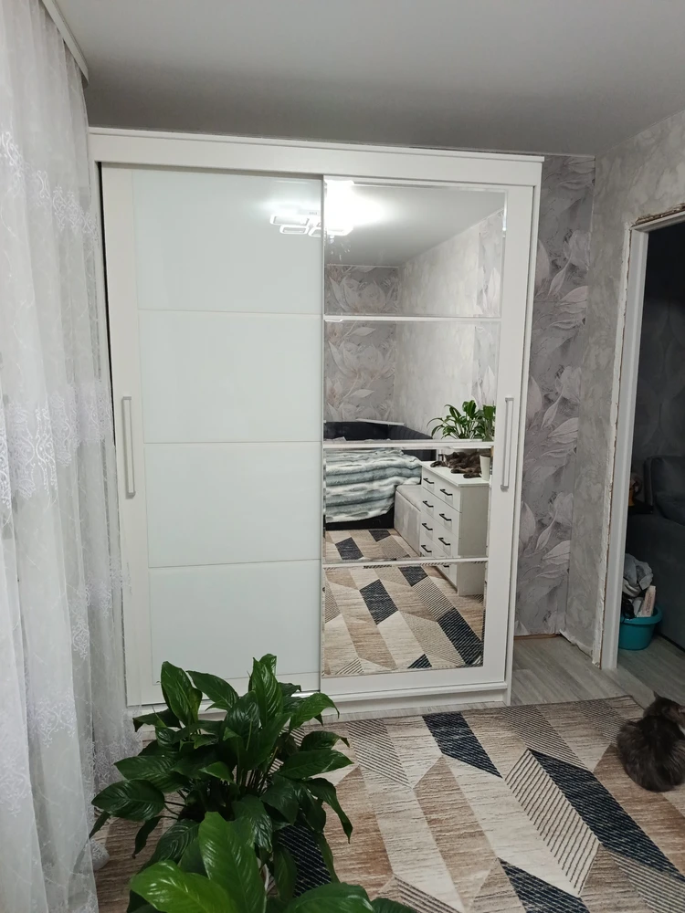 Шкаф-купе Лайн 1.6 белый текстурный фото покупателя 28