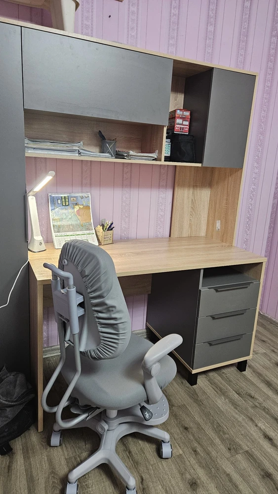 Письменный стол Комфорт 12.95 N дуб сонома / белый PE шагрень фото покупателя 3