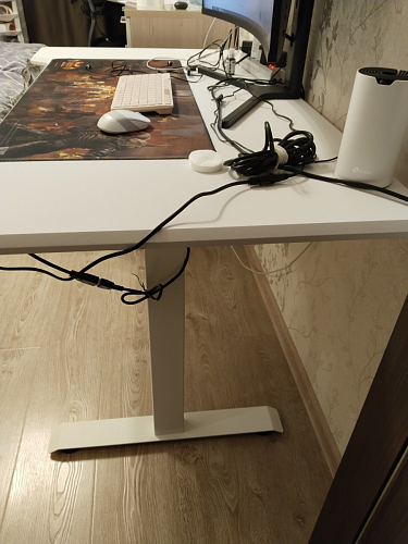 Компьютерный стол Маркос с механизмом подъема 140х80х75 белый / вотан дуб фото покупателя 16