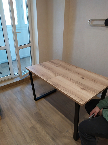 Деревянный стол Лота Лофт 140х80 дуб крафт табачный / черный матовый фото покупателя 478