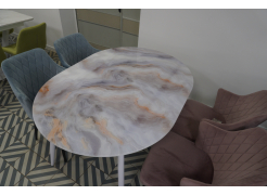 Стеклянный стол Кловис вставка стекло черный мрамор / черный из шоурума 7