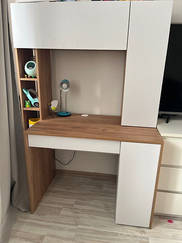 Письменный стол Комфорт 12.71 дуб золотой craft / белая аляска  - Уцененный экземпляр фото покупателя 5