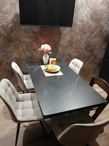 Керамический стол Вилли 140(200)х80 серый мрамор larka grey / черный фото покупателя 53