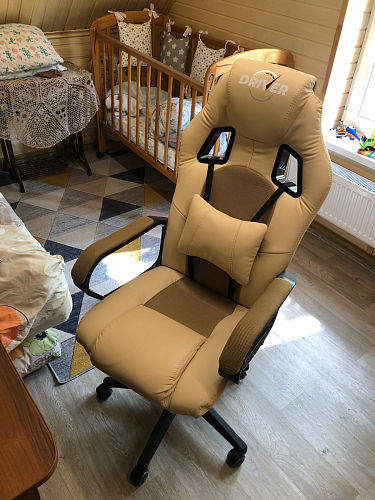 Компьютерное кресло Driver/Драйвер кожзам черный / ткань синий фото покупателя 56