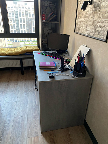 Письменный стол Битти Лофт 116х60х75 дуб вотан / белый матовый фото покупателя 58