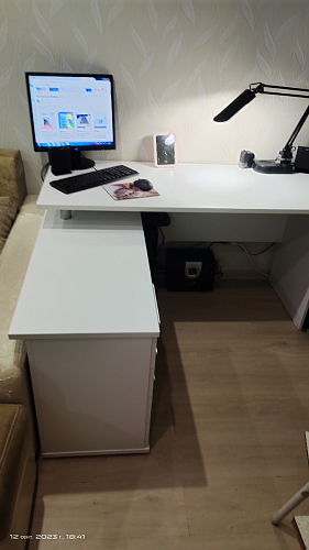 Компьютерный стол КСТ-109П правый дуб сонома / белый фото покупателя 94