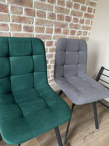 Стул на металлокаркасе Чилли К светло-серый велюр / черный каркас фото покупателя 674