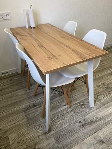 Стол Тринити Лофт 140 25 мм дуб делано темный / белый фото покупателя 192