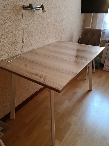 Стол раскладной Колон Лофт 120 32 мм дуб галифакс табако / черный матовый фото покупателя 143