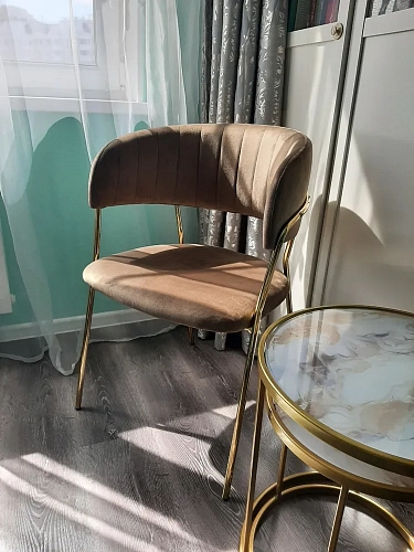Стул на металлокаркасе Kamelia green / gold фото покупателя 23