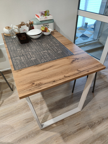 Деревянный стол Лота Лофт 120х75 белый матовый / дуб крафт золотой фото покупателя 652