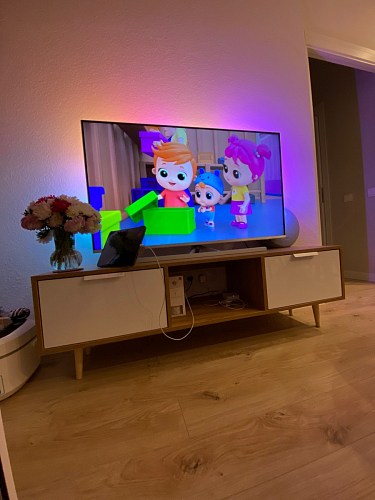 ТВ-тумба Эго Т-3 на ножках бетон светлый / белый глянец фото покупателя 50