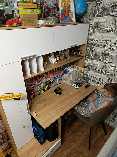 Письменный стол Лайт 03.243 дуб золотой (craft) / белый премиум фото покупателя 143