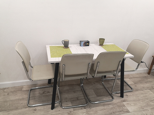 Деревянный стол Барон О 200 х 90 белая пленка шагрень / черный фото покупателя 84