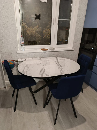 Стул на металлокаркасе Чилли синяя ткань / белый фото покупателя 574