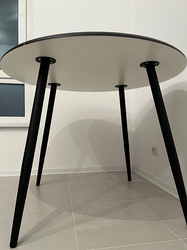 Стеклянный стол Абилин 100(140)х100х76 мрамор черный / черный матовый фото покупателя 3