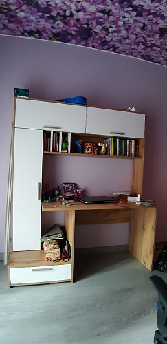 Письменный стол Лайт 03.243 дуб золотой (craft) / белый премиум фото покупателя 89