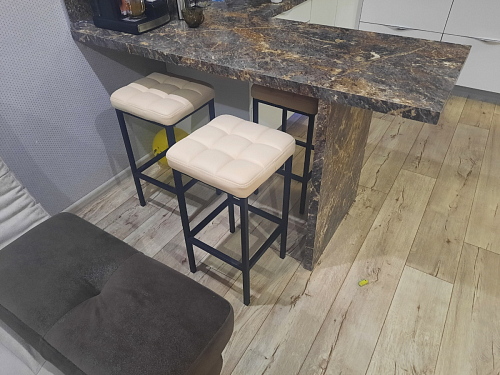 Барный стул Лофт кожзам темно-серый / черный матовый фото покупателя 54