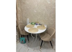 Стул на металлокаркасе Gabi 1 бежевый / черный с серебряными наконечниками фото покупателя 597