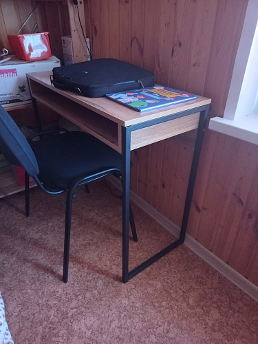 Письменный стол Лео Лофт черный матовый / дуб делано темный фото покупателя 7