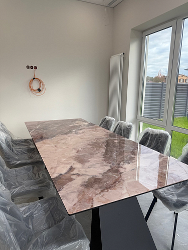 Стеклянный стол Денхольм 240(290)х100х75 каталония / черный фото покупателя 9