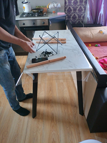 Стол Тринити Лофт 120 32 мм бетон / черный матовый фото покупателя 225