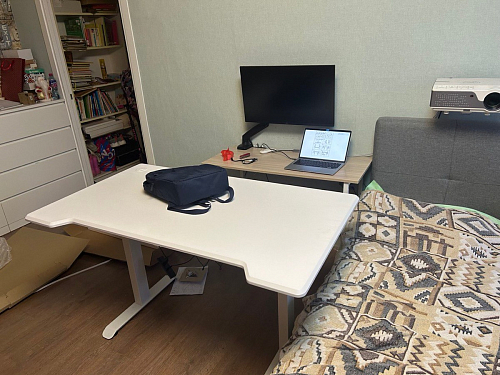 Компьютерный стол Маркос 140х80 голубой / черный фото покупателя 35