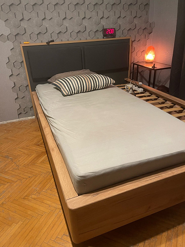 Двуспальная кровать Клауд 160х200 парящая дуб крафт золотой / антрацит фото покупателя 18