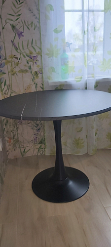 Стол Тулип 80х73 мрамор черный / белый фото покупателя 92