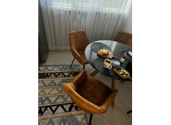 Стеклянный стол Галвестон 1 100(140)х100х76 обсидиан / черный / золото фото покупателя 2