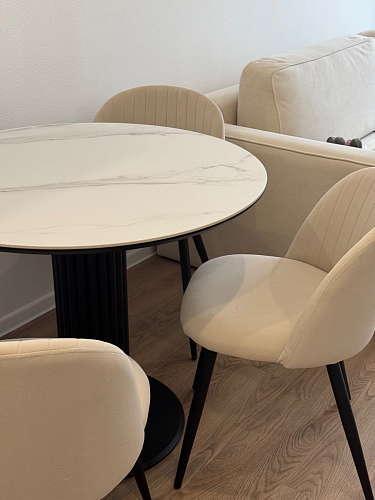 Керамический стол Кэмерон 90х90х75 белый мрамор snow white / черный фото покупателя 9