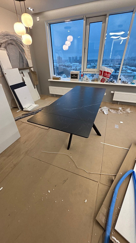 Керамический стол Вилли 140(200)х80 carmen light grey / черный фото покупателя 3