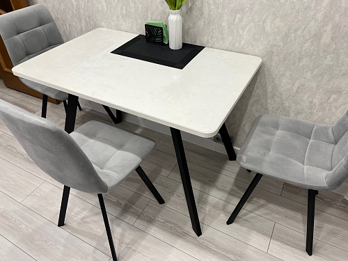 Стул на металлокаркасе Чилли К темно-серый (velutto 32) / черный фото покупателя 144