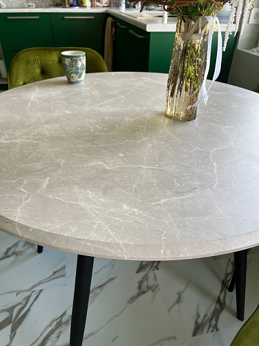 Стеклянный стол Абилин 100(140)х100х76 мрамор черный / черный матовый фото покупателя 75