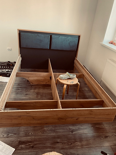 Двуспальная кровать Клауд 160х200 парящая дуб крафт золотой / антрацит фото покупателя 108