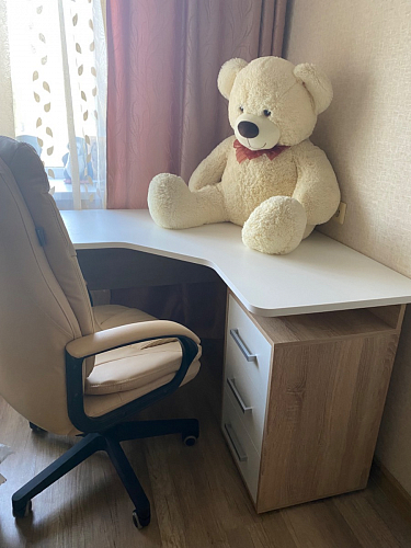 Компьютерный стол Лайт-2 120 см угловой дуб сонома / белый фото покупателя 12