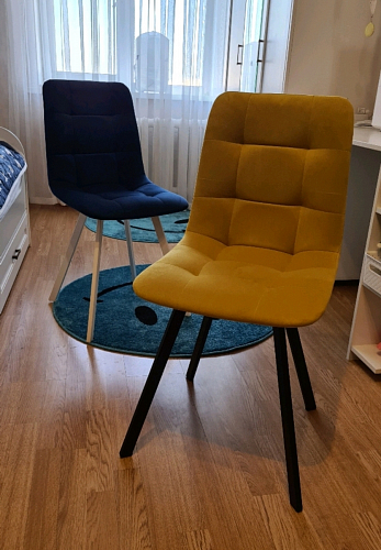 Стул на металлокаркасе Чилли черный / голубой фото покупателя 962