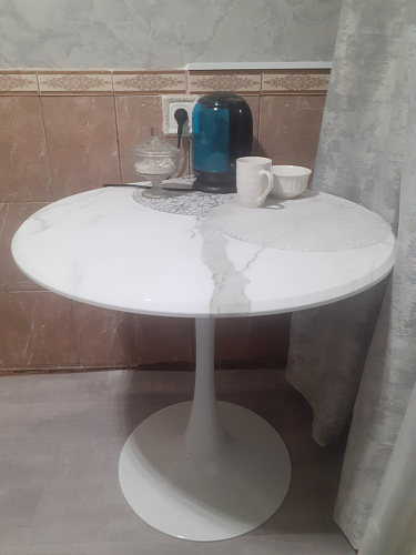 Стол Тулип 90х73 белый мрамор / золото фото покупателя 89