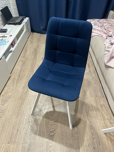 Стул на металлокаркасе Чилли синяя ткань / белый фото покупателя 1204