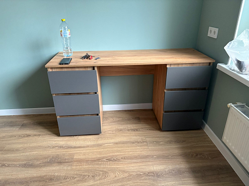 Письменный стол Элла ПС 02 серый графит 0162 / дуб крафт золото фото покупателя 12